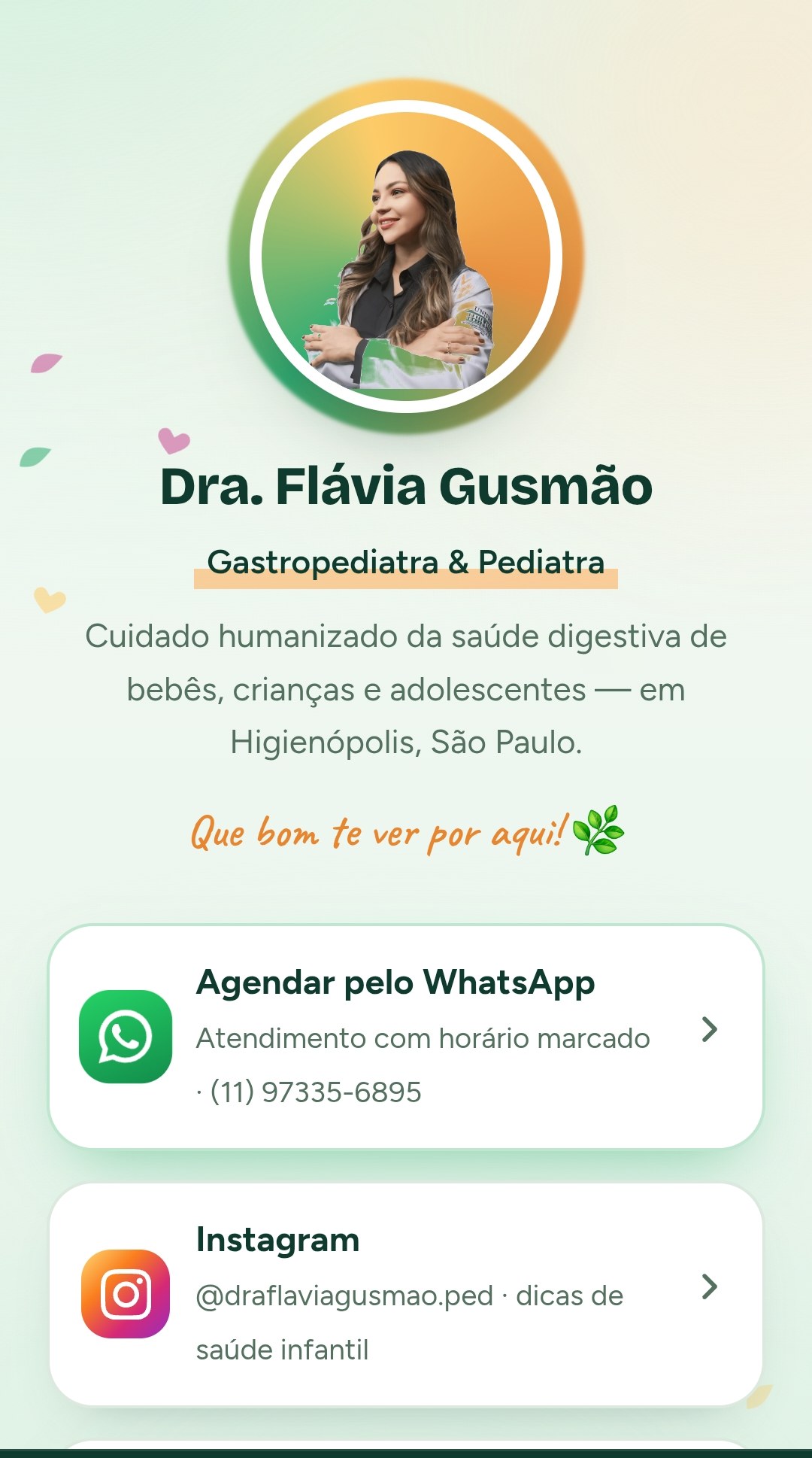 Pré-visualização da página de links da Dra. Flávia Gusmão