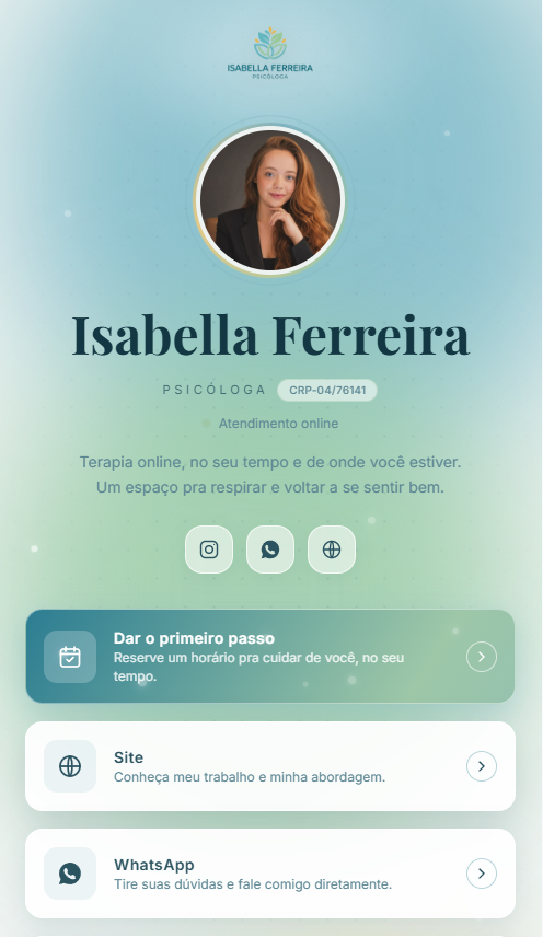 Pré-visualização da página de links da Psicóloga Isabella